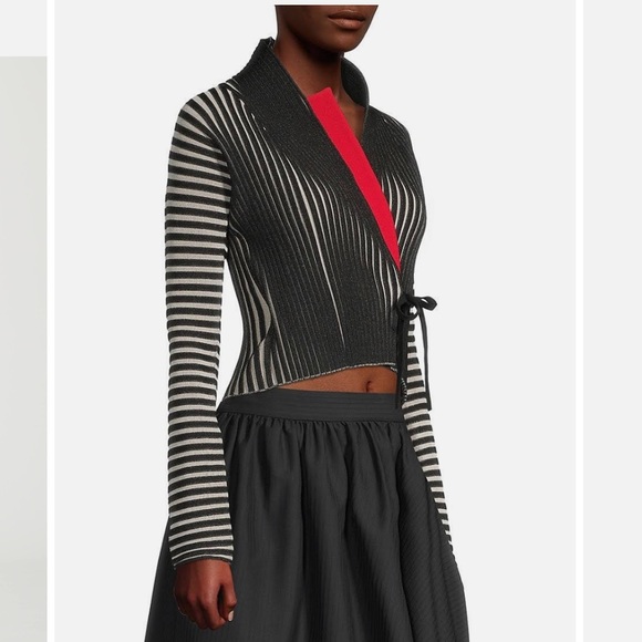 Tory Burch • Plaited Rib-Knit Wrap Shawl Cardigan - Picture 5 of 16